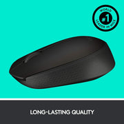 M170 2. 4GHz Wireless 3-Button Optical Scroll Mouse W/Nano USB Receiver (Black) (Renewed) by Logitech – 7.6 x 4.7 x 3.6, Plastic, Black, Model 910-004940-cr