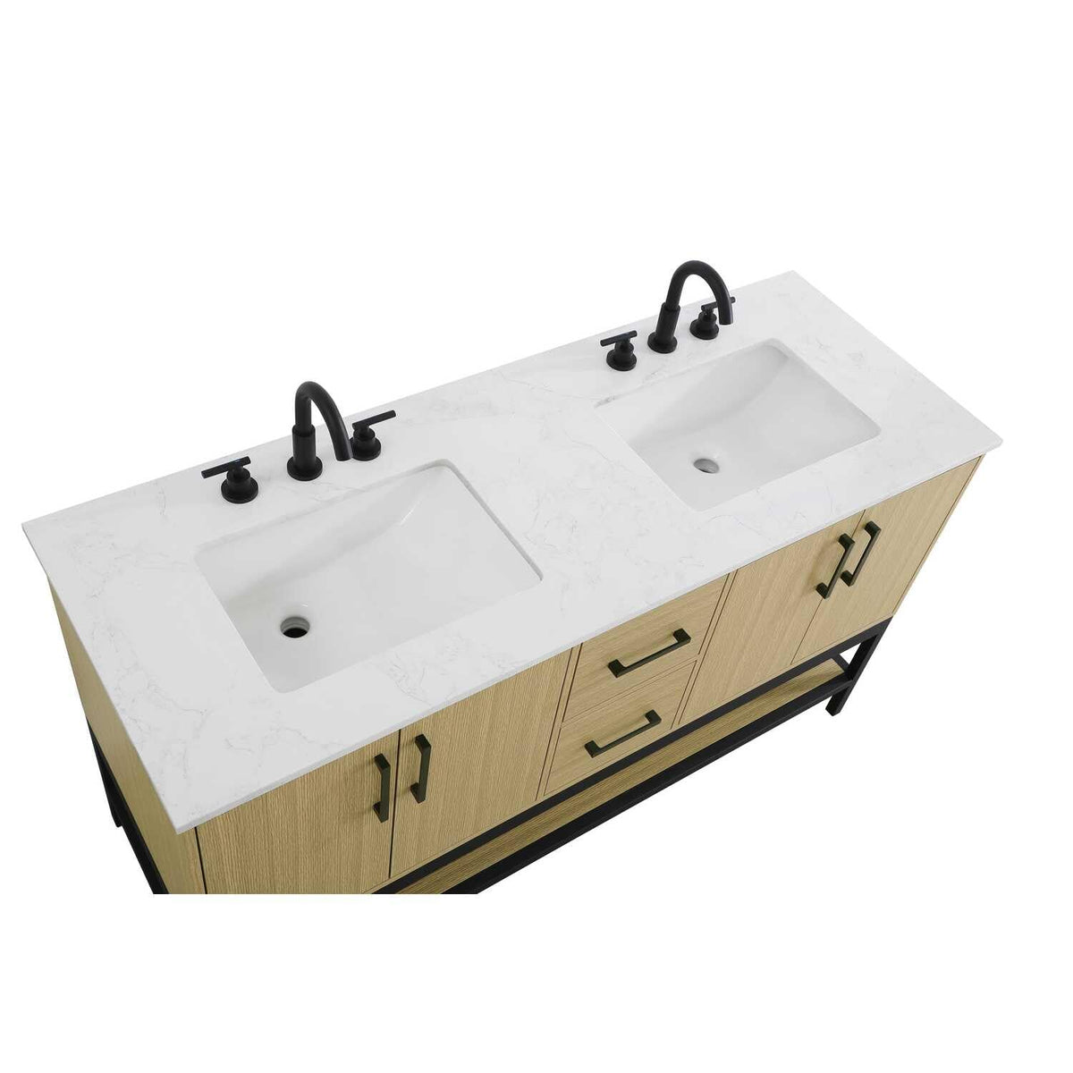 Elegant Kitchen and Bath 60" Double Bathroom Vanity in Honey Brown by Elegant Lighting – 60" W x 22" H x 18" D, Wood, Honey Brown, Model VF60760DMHB