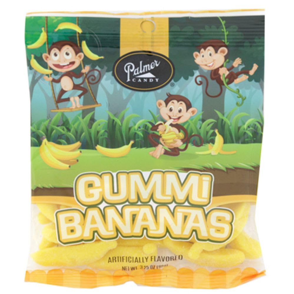 Gummi Bananas Candy by Palmer Candy – 3.25 Ounce (Pack of 8), Orange, Pack of 8