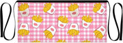 Cartoon Fries Pattern 3-Pocket Server Apron Professional Waist Apron for Waitress, Bartender & Restaurants, Water-Resistant Half Apron for Men Women