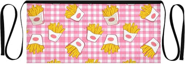 Cartoon Fries Pattern 3-Pocket Server Apron Professional Waist Apron for Waitress, Bartender & Restaurants, Water-Resistant Half Apron for Men Women