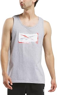 Reebok Men Regular fit Sleeveless Graphic Tank Top Shirt Small Grey Solid