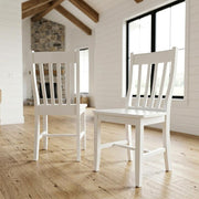 Solid Wood Dining Chair with Cafe-Style Design by Furnifact – Wood, White, Pack of 2