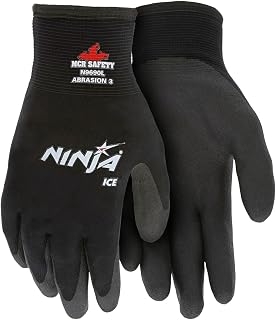 Memphis MCR Safety Ninja Ice 15 Gauge black nylon, HPT palm and fingertips Size Medium 12-Pairs