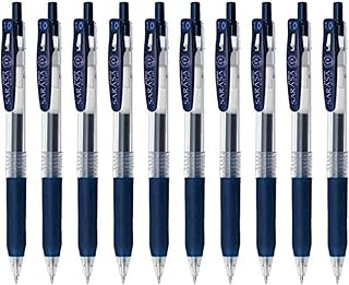 Zebra Technologies Zebra Sarasa Clip 1.0 Retractable Gel Ink Pen, Rubber Grip, 1.0mm, Blue Black Ink, Value Set of 10