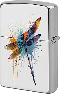 Paint Splash Dragonfly Metal Lighter Case Cover Lighter Sleeve | Copper Lighter Case Portable Lighter Case Cover Holder with Hinge Compatible with Zippo for Men Women