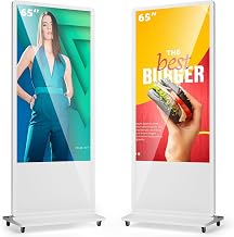 65 Inch Digital Signage Display, Advertising Kiosk IPS LCD Screen, Indoor Floor Standing Customizable Commercial Totem, Android System, Interactive Display Poster Auto Media Player