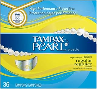 Tampax Pearl Plastic Regular Absorbency Tampons, Unscented 36 ea (Pack of 5)