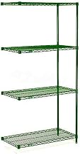 Nexel 5 Tier Wire Shelving Add-On Unit, 36" W x 18" D x 74" H, Green Epoxy Finish