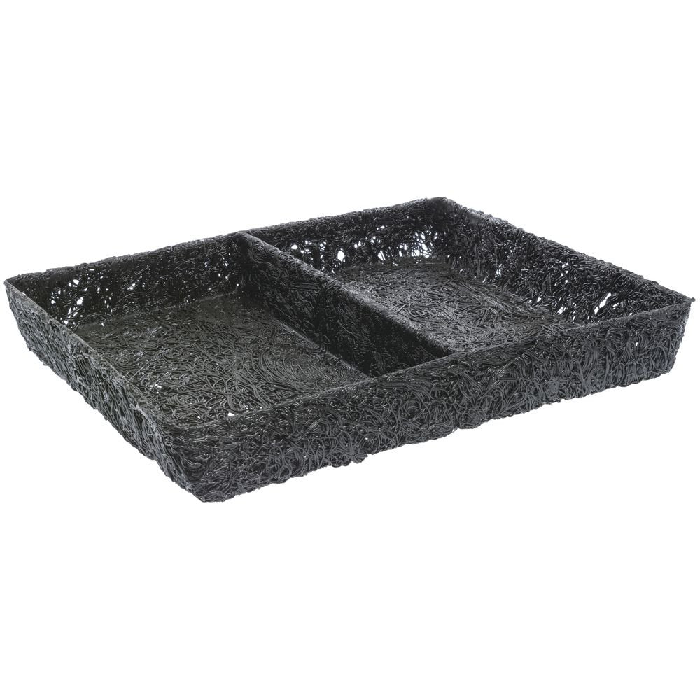 Ventilated Produce Tray Rectangular Black Plastic 2-Compartment - 18" L x 23" W x 3" H by TRAITECH INDUSTRIES INC – Plastic, Black, Model WT-310BLK