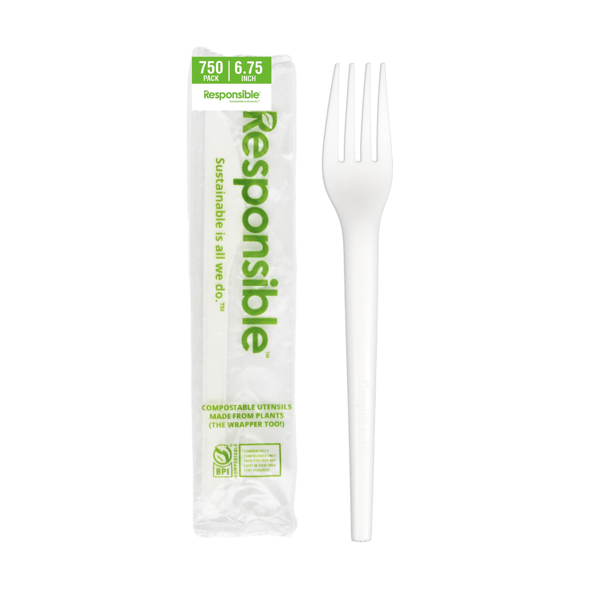 Responsible Products 6.75" Forks (750 Count) / White / 750 Forks