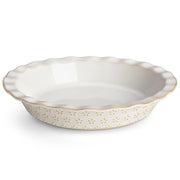 Malacasa Stoneware Pie Dish, 9 Inch Embossed, Ivory