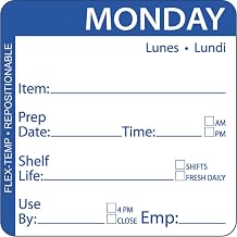HUBERT Monday Labels Blue Flex-Temp Repositional Blue - 2" Square, 500 Per Roll