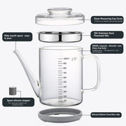 Home Servz Fat Separator, 1000ml Borosilicate Glass with Stainless Steel Strainer, Transparent