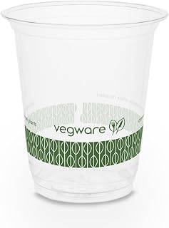 Vegware Clear PLA Cold Cups, Disposable Drink Cups, 7 oz, 1000 Count | Water sampling desserts cold beverages, PLA plant-based plastic, Foodservice and events, Compostable, Fits 76-Series lids