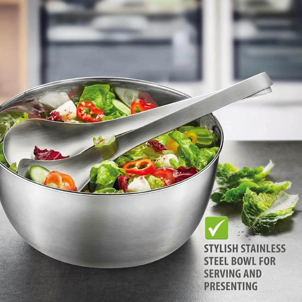 GF28180 Salad Spinner Rotare by GEFU – Ø 25 cm - H 17,2 cm - 3 Liter, 4 liters, Stainless Steel, Lightgrey