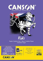 Canson Kids 5+ A4 220 GSM Creation Pad - Black (Pack of 10 Sheets)