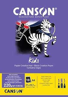 Canson Kids 5+ A4 220 GSM Creation Pad - Black (Pack of 10 Sheets)