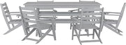 Flash Furniture 7-Piece HDPE Adirondack Dining Set, Gray | 72" Rectangle Table, 6 Chairs with Cup Holders, All-Weather HDPE, Commercial Grade