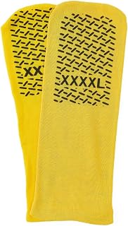 Medline Unisex Double-Tread Patient Slippers, Terry Inside, Yellow, Super Bariatric, 48 Pairs per Case, One Size women