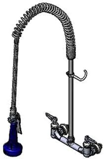 T&S Brass B-0133-EE-CR-8C Pre-Rinse Unit, Includes 8" c/c Wall Mount, 1/2" NPT 00EE Male Inlets, B-0108-C Spray Valve, Ceramas