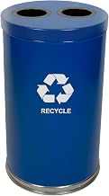 Witt Industries 18RTBL-2H Steel 36-Gallon 2 Opening Recycling Container with 2 Plastic Liners, Legend "Recycle", Round, 18" Diameter x 33" Height, Blue
