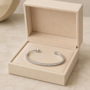 Channel-Set Clear Crystal Open Cuff Bracelet by Generic – Small, Metal, Rhodium, Model BC00072R-C02