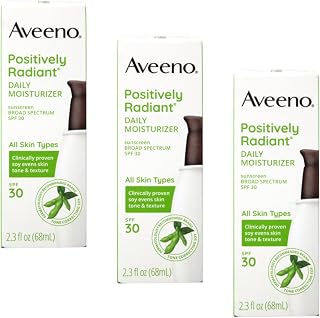 Aveeno Positively Radiant Daily Face Moisturizer Broad Spectrum SPF 30, 2.3 Fl. Oz. (Pack of 3)
