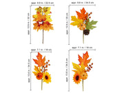 Winlyn Artificial Fall Picks, 8 Pack with Pumpkins Sunflowers Pinecones, Orange