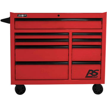 () 41" RS PRO 9 DWR ROLLING CABINET-RED by Homak – 24"L x 41"W x 39"H, Polyvinyl Chloride, Red, Model RD04004193