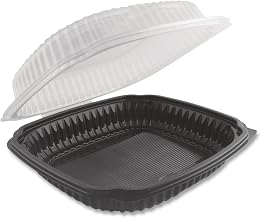 Culinary Lites Microwavable Container, 47.5 oz, 10.56 x 9.98 x 3.18, Clear/Black, Plastic, 100/Carton
