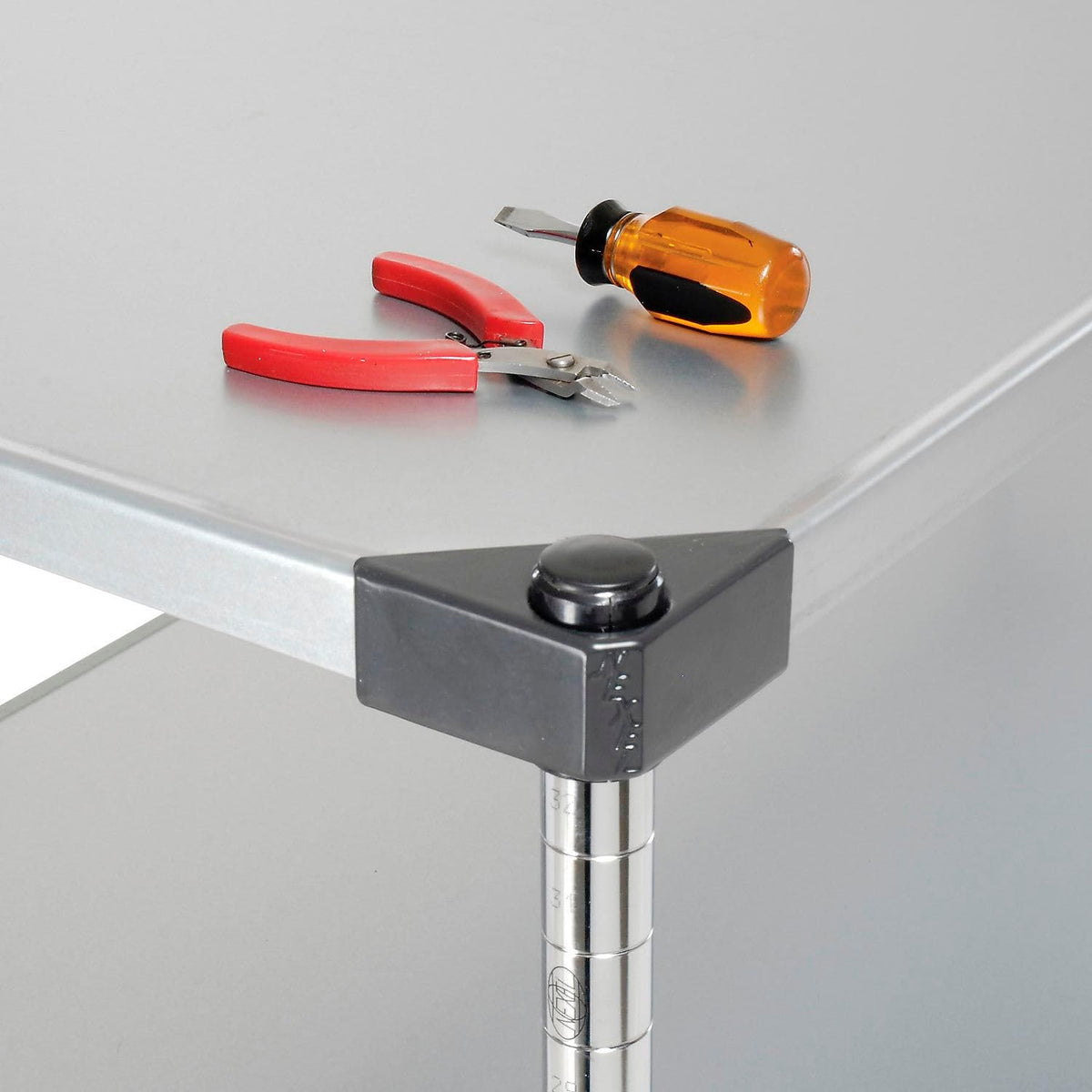 Adjustable Solid Galvanized Shelf Cart by Nexel – 24"L x 24"W x 40"H, 12-Gauge Powder Coated Steel, Chrome, Model SC24603SZ2