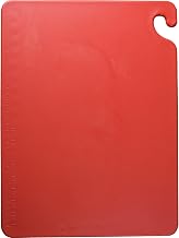 San Jamar Cut-N-Carry Cutting Board With Molded-In Ruler, Plastic Chopping Board for Kitchen, 18" x 24" X 0.5", 6 Count, Red