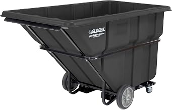 Global Industrial 1.5 Cu. Yd. Forkliftable Extra HD Plastic Tilt Truck, 2000 Lbs. Cap, Black