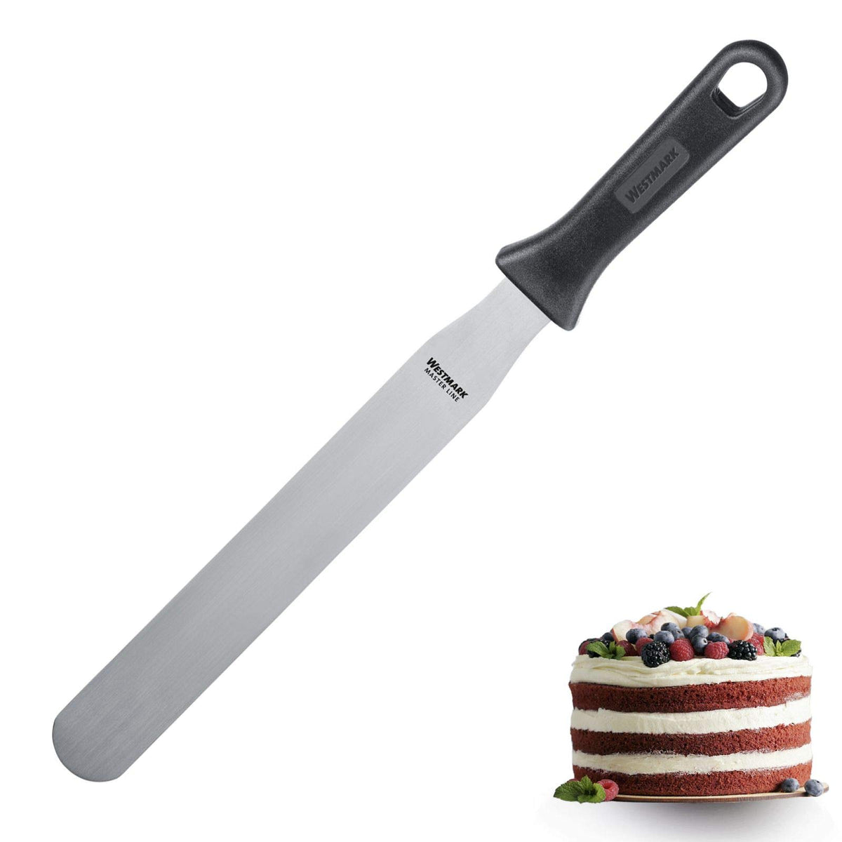Master Line Spatula 25.5 x 3.5 cm Straight Flexible by Westmark – 25.5 x 3.5 cm, Stainless Steel Plastic, Black/Silver, Model 31232270