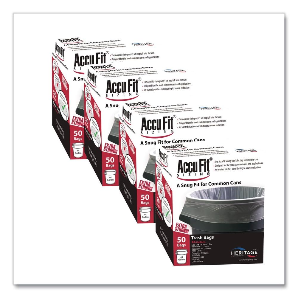Can Liners by RePrime – 44.0 gallons, Resin, Clear, Pack of 200, Model H7450TCRC1CT