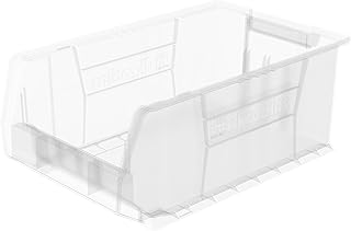 Akro-Mils 30281 Super-Size AkroBins Plastic Storage Bins, Space-Saving Stackable Bins for Garage, Classroom, Warehouse Organization, 20" L x 12" W x 8" H, Clear, 3-Pack