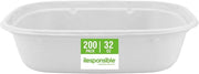 Responsible Products 32 oz Rectangle Bowls I Tree-Less™ Compostable Molded Fiber Disposable Bowls I Extra Strength I NO-PFAS I Classic White (200 Count)