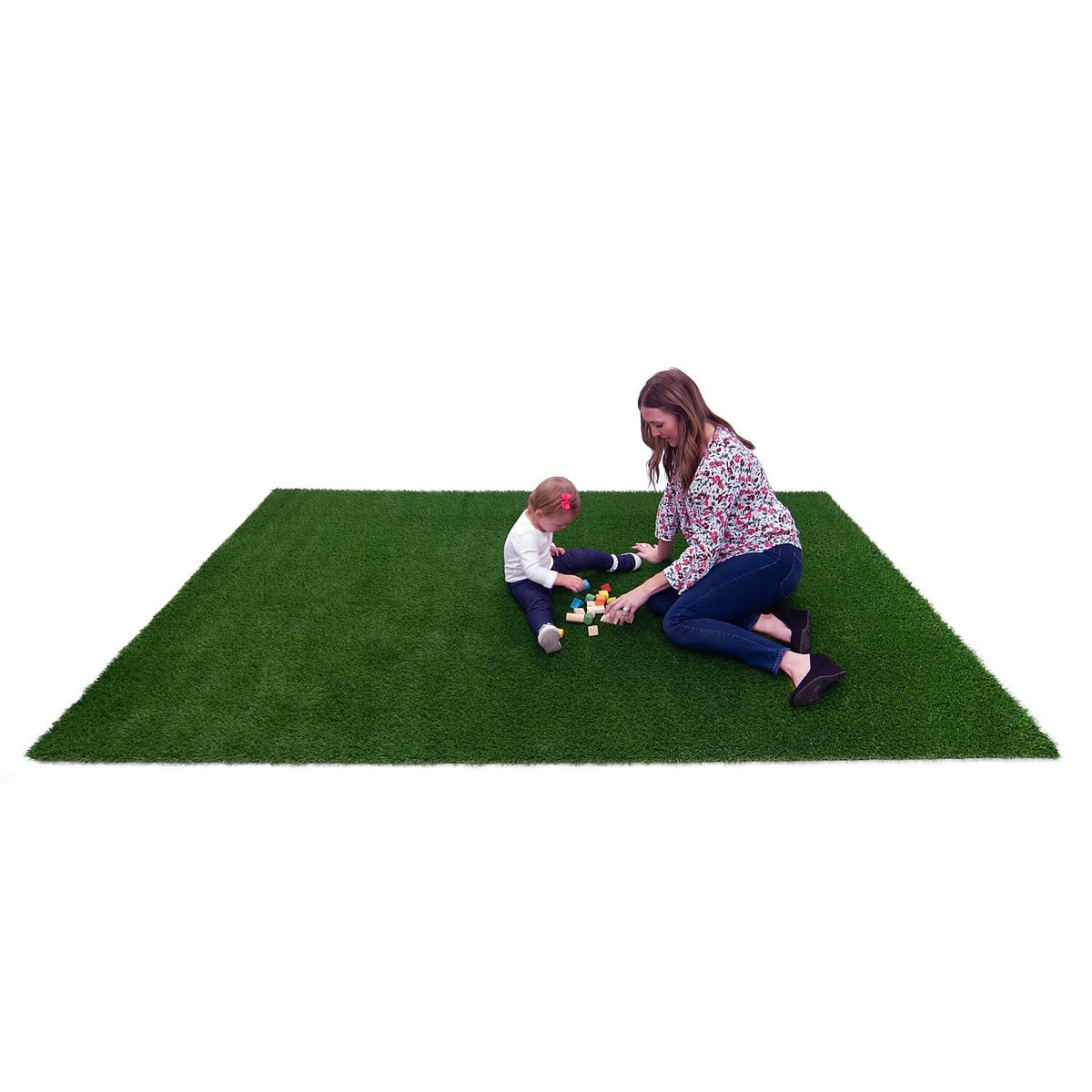 GreenSpace 4' x 6' Artificial Grass Rug by Joy Carpets – 4' x 6' (Rectangular), Polyethylene (PE), Green, Model 624N