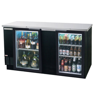 Beverage-Air 68" Back Bar Refrigerator - Black - Glass Door - Food Rated by Beverage Air – Model BB68HC-1-FG-B