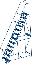 12 Step Steel Rolling Ladder with 24" W Perforated Step by Global Industrial – Alloy Steel, Blue, Model GPL123210P