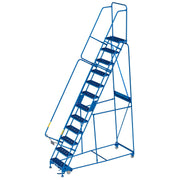 12 Step Steel Rolling Ladder with 24" W Perforated Step by Global Industrial – Alloy Steel, Blue, Model GPL123210P