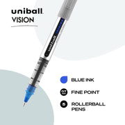 uniball Vision Rollerball Pens by Uni-Ball – 1 Count (Pack of 5), Plastic, Blue, Model 60355PP