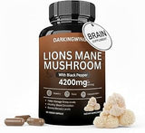 4200mg Organic Lions Mane Supplement Capsules - Brain Supplements For Memory and Focus - lions mane mushrooms neuropathy supplements For immune support, productivity, energy supplement - gluten free