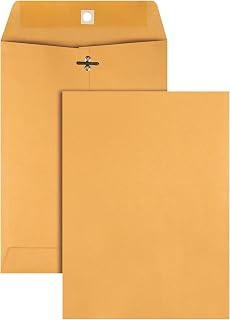 Quality Park Gummed Kraft Clasp Envelopes, 7.5 x 10.5, Box of 100 (37875), Light Brown