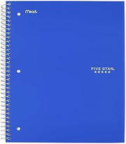Five Star Spiral Notebook, 3-Subject, Wide Ruled Paper, 10-1/2" x 8", 150 Sheets, Tidewater Blue (930011CG1)