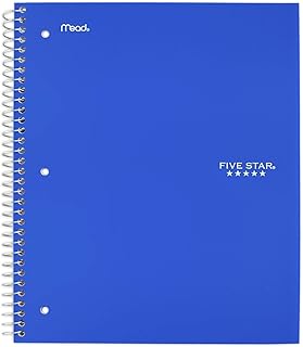 Five Star Spiral Notebook, 3-Subject, Wide Ruled Paper, 10-1/2" x 8", 150 Sheets, Tidewater Blue (930011CG1)