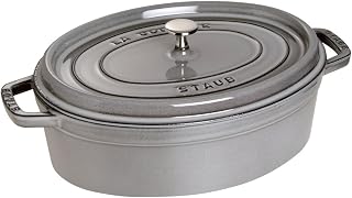 STAUB Graphite Grey Enameled Cast Iron Wide Oval Oven with Lid, 4 Quart