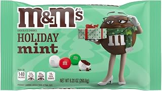 M&M's Holiday Mint Chocolate Christmas Candy Assortment, 9.2 oz Bag