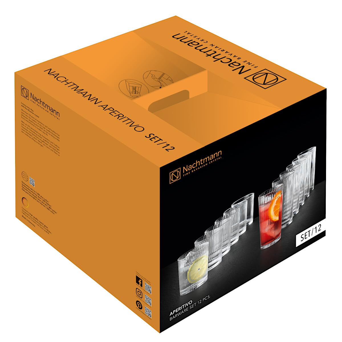 APERITIVO Mug Set / 12 [SET12] [SP] by Nachtmann – 7.6 cm x 14.9 cm, 384 milliliters, Clear, Pack of 12, Model 106002